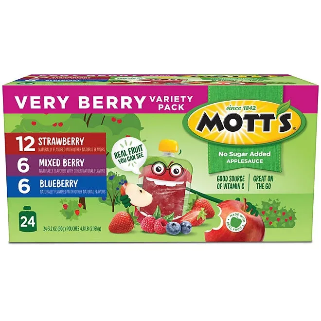 Mott's Very Berry Applesauce Variety Pack, 3.2 oz., 24 pk. 4