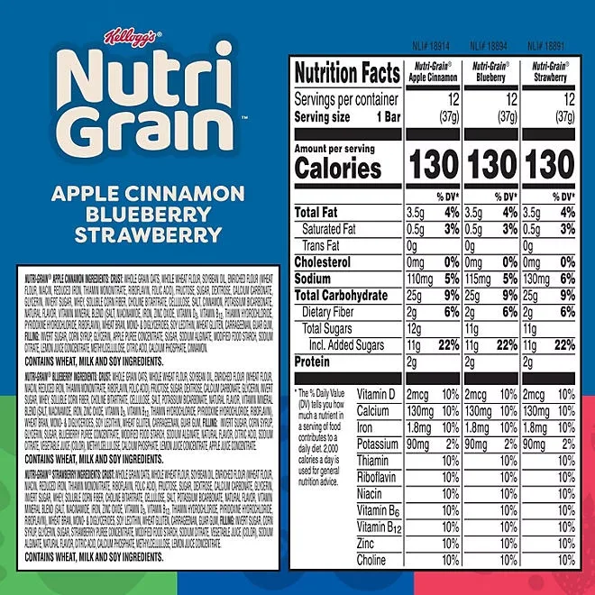 Nutri-Grain Bars Variety Pack, 1.3 oz., 36 pk. 3