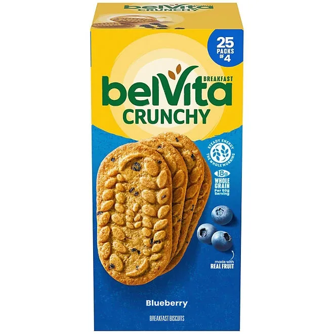 belVita Blueberry Breakfast Biscuits, 4 biscuits per pack, 25 pk. 2