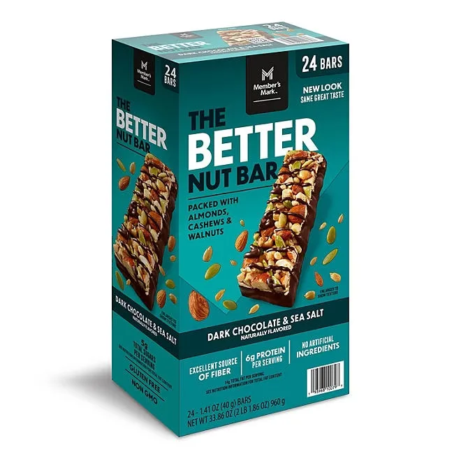 Member's Mark The Better Nut Bar, Dark Chocolate and Sea Salt, 24 ct. 2