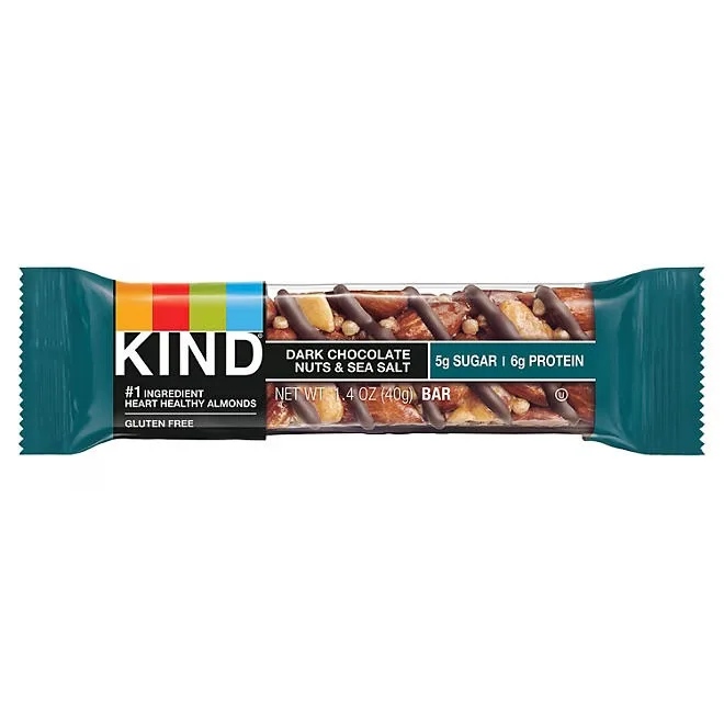 KIND Snack Bars Variety Pack, Dark Chocolate Nuts & Sea Salt and Peanut Butter Dark Chocolate, 18 ct. 5