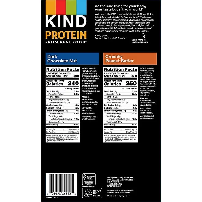 KIND Protein Dark Chocolate Nut and Crunchy Peanut Butter Variety Pack 14 ct. 3