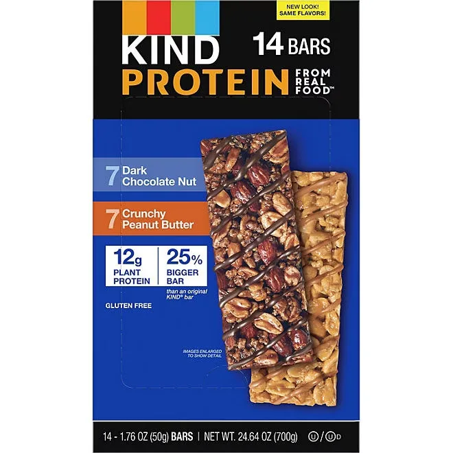 KIND Protein Dark Chocolate Nut and Crunchy Peanut Butter Variety Pack 14 ct. 2