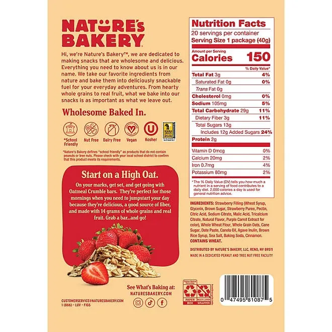 Nature's Bakery Oatmeal Crumble Strawberry, 2 oz., 20 ct. 3