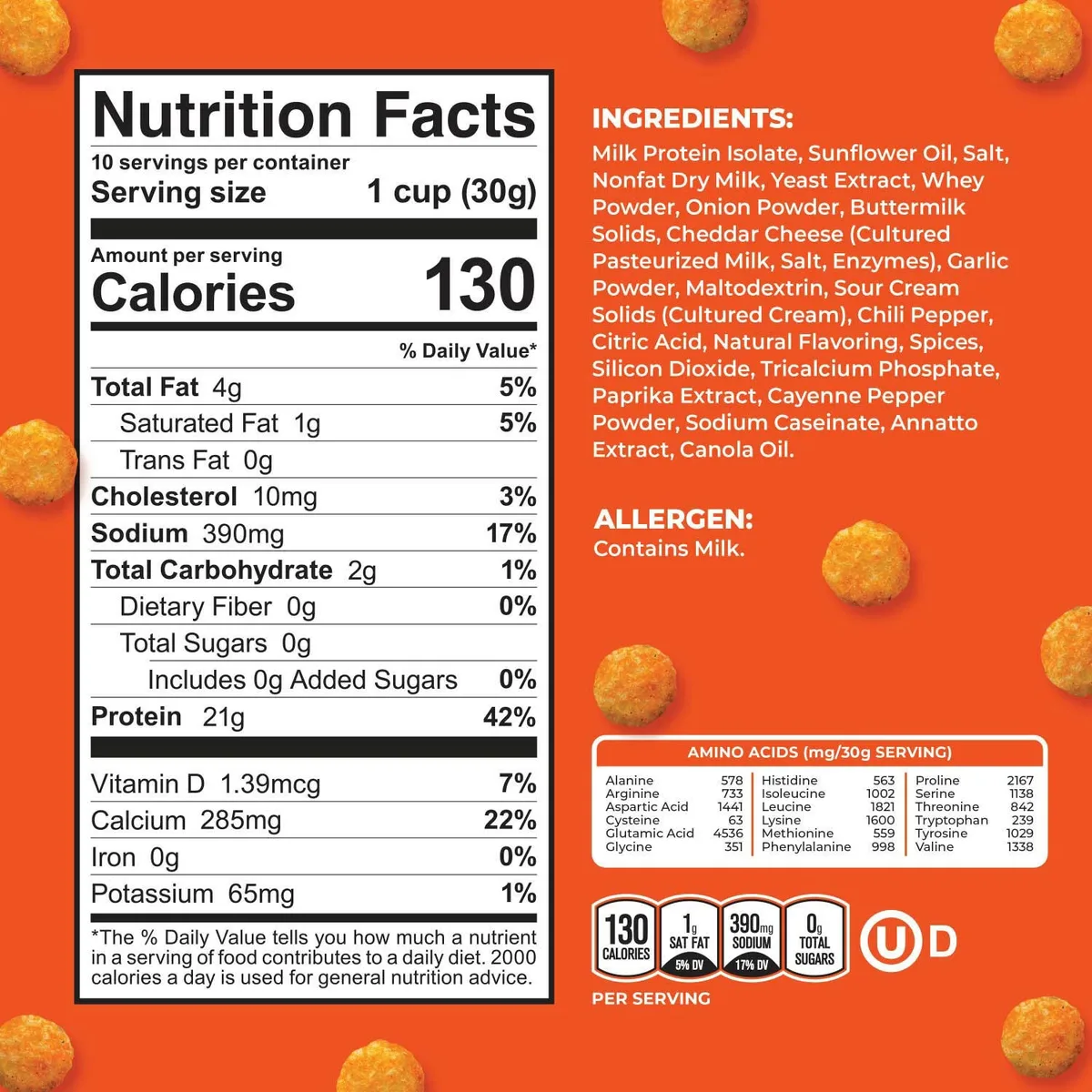 Twin Peaks 21g Keto Protein Puffs, Nacho Cheese, 0.66 lbs. 2