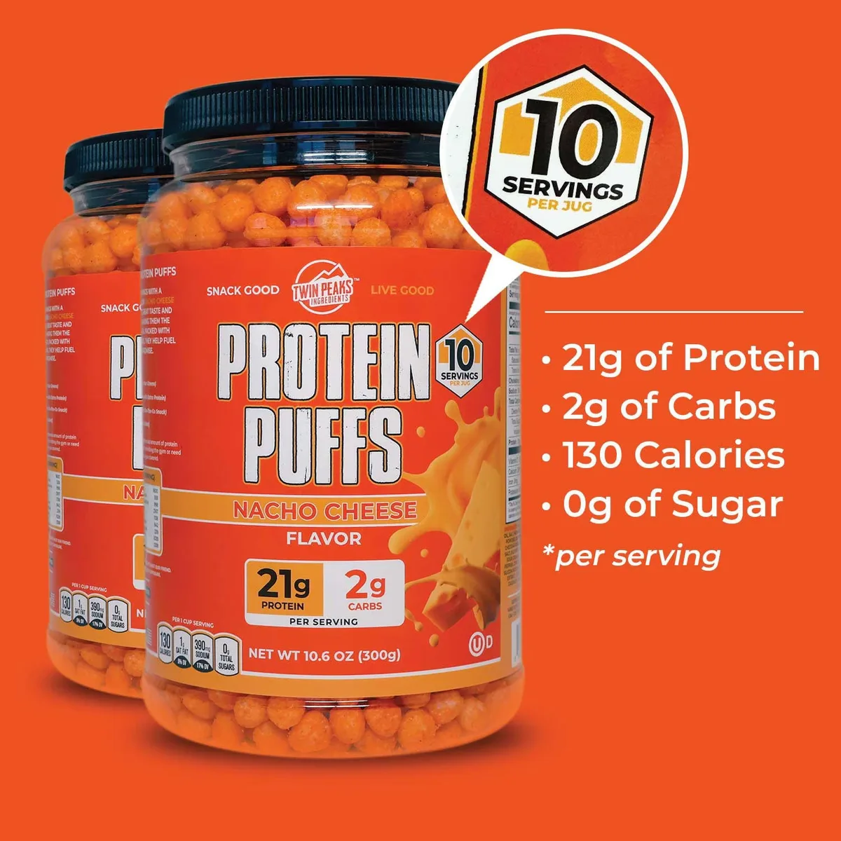 Twin Peaks 21g Keto Protein Puffs, Nacho Cheese, 0.66 lbs. 3