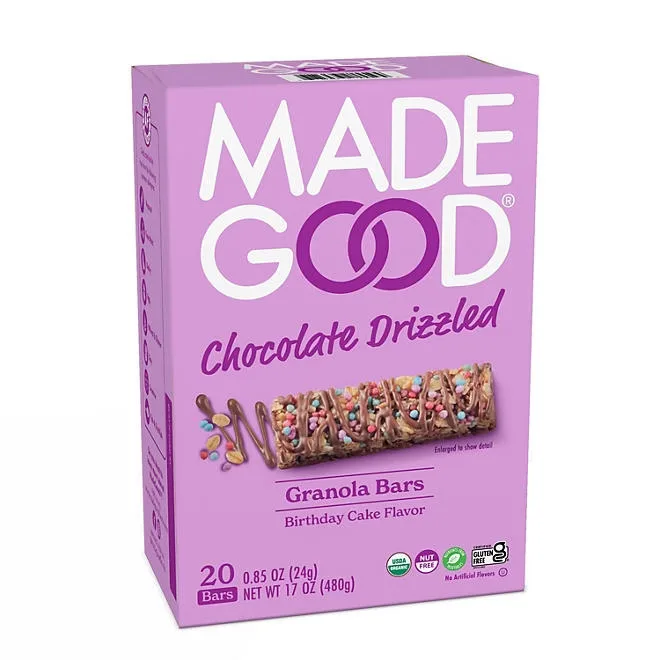 MadeGood Birthday Cake Drizzled Bars, 0.85 oz., 20 pk. 2