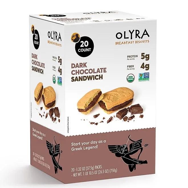 OLYRA Organic Breakfast Biscuits, Dark Chocolate Crème, 20 ct. 2