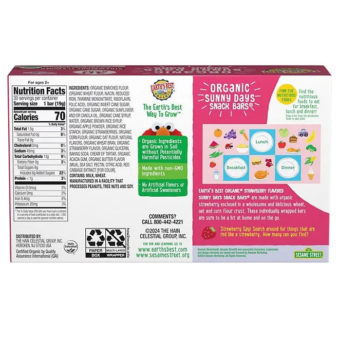 Earth's Best Sunny Day Bars, Strawberry, 30 ct. 3