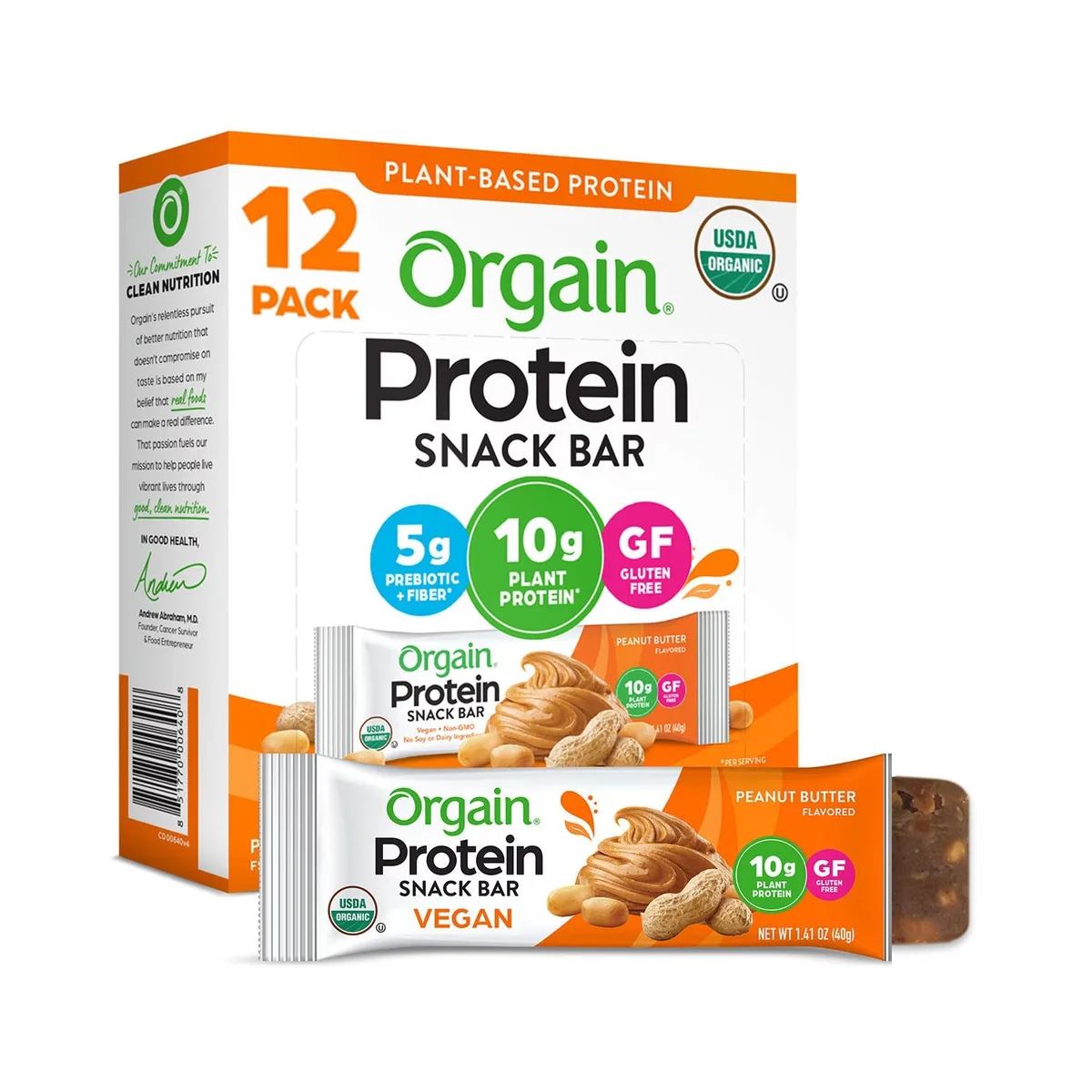 Orgain USDA Organic Vegan Protein Bars, Choose Flavor, 12 ct.