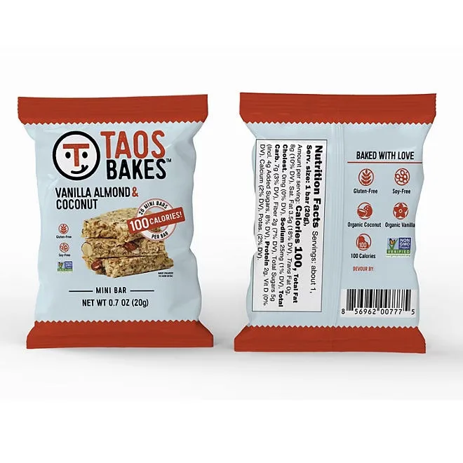 Taos Bakes Mini Snack Bars, Vanilla Almond & Coconut, 0.7 oz., 26 ct. 4