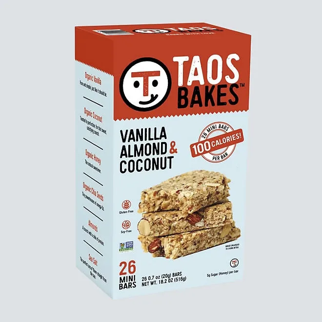 Taos Bakes Mini Snack Bars, Vanilla Almond & Coconut, 0.7 oz., 26 ct. 2