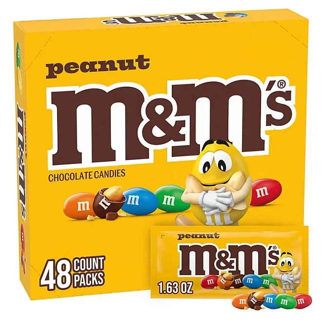 M&M'S Peanut Milk Chocolate Candy, Singles Size, 1.74 oz., 48 pk. 2