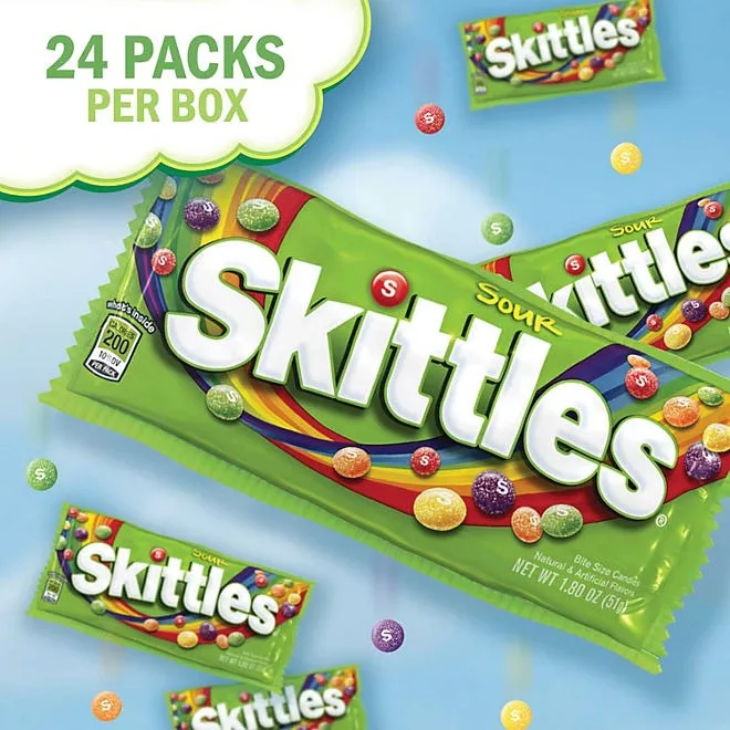 Skittles Sour Fruity Chewy Candy, Full Size, 1.8 oz., 24 pk. 5
