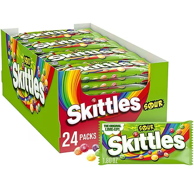 Skittles Sour Fruity Chewy Candy, Full Size, 1.8 oz., 24 pk. 2