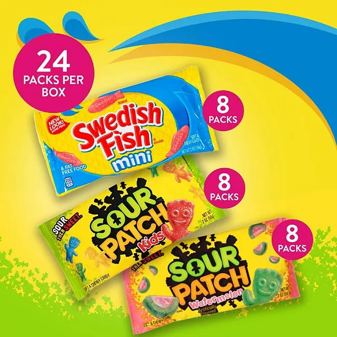 SOUR PATCH KIDS & SWEDISH FISH Variety Pack Candy, 2 oz., 24 pk. 4
