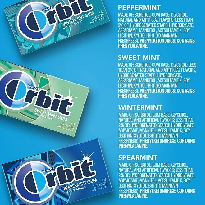 Orbit Mint Sugar Free Chewing Gum, Variety Pack, 14 pcs., 18 pk. 4