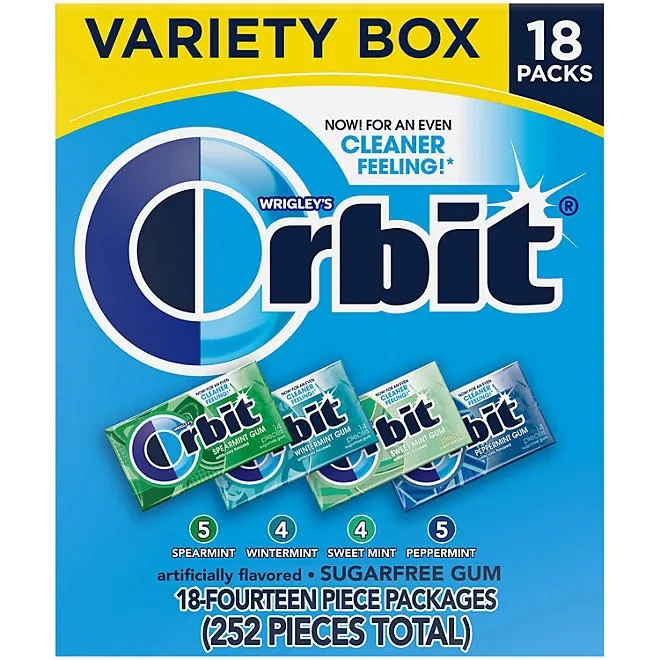 Orbit Mint Sugar Free Chewing Gum, Variety Pack, 14 pcs., 18 pk. 2