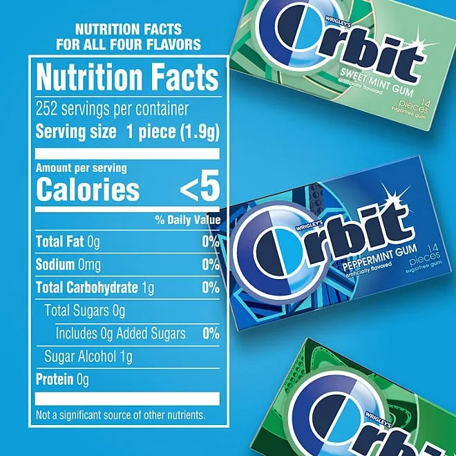 Orbit Mint Sugar Free Chewing Gum, Variety Pack, 14 pcs., 18 pk. 3