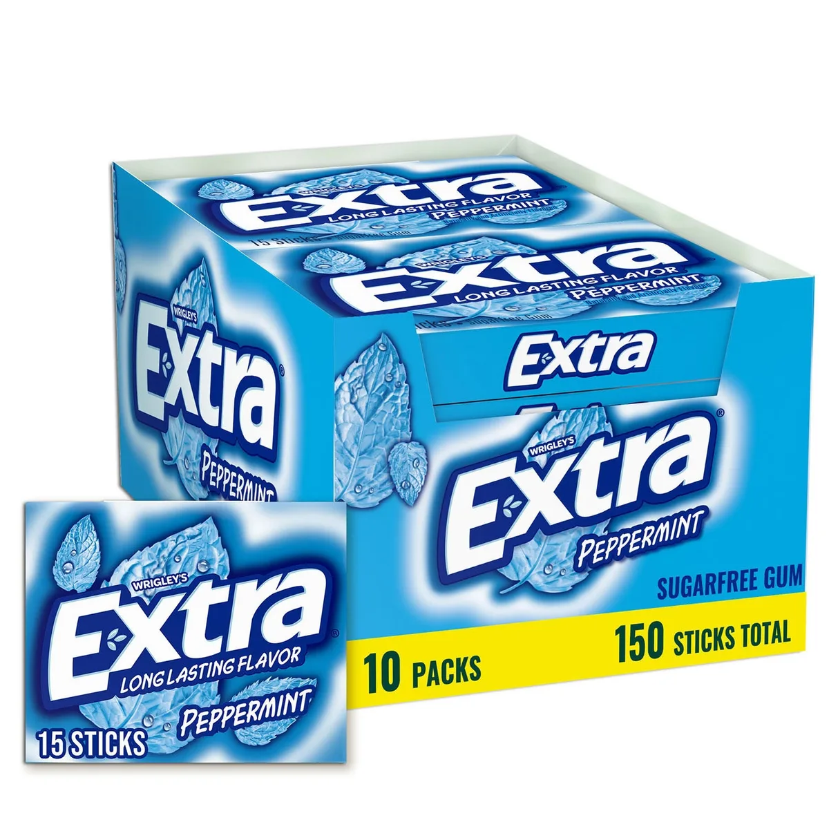 Extra Peppermint Sugar Free Chewing Gum, 15 pcs., 10 pk.
