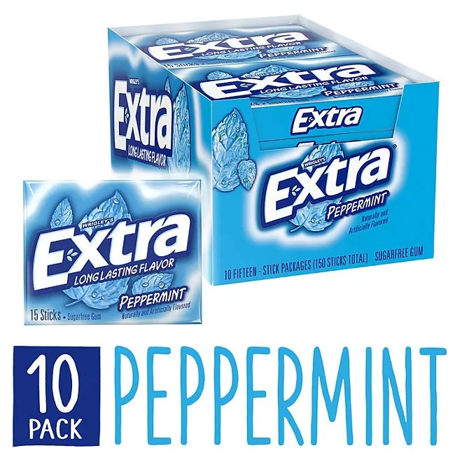 Extra Peppermint Sugar Free Chewing Gum, 15 pcs., 10 pk. 5