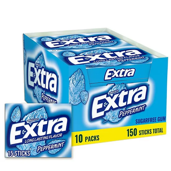 Extra Peppermint Sugar Free Chewing Gum, 15 pcs., 10 pk. 2
