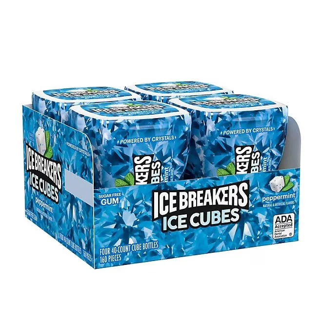 ICE BREAKERS Ice Cubes, Peppermint Sugar Free Chewing Gum, 40 pcs., 4 pk. 2