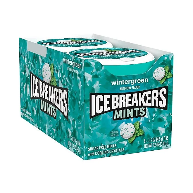 ICE BREAKERS Wintergreen Sugar Free Breath Mints, 1.5 oz., 8 pk. 2