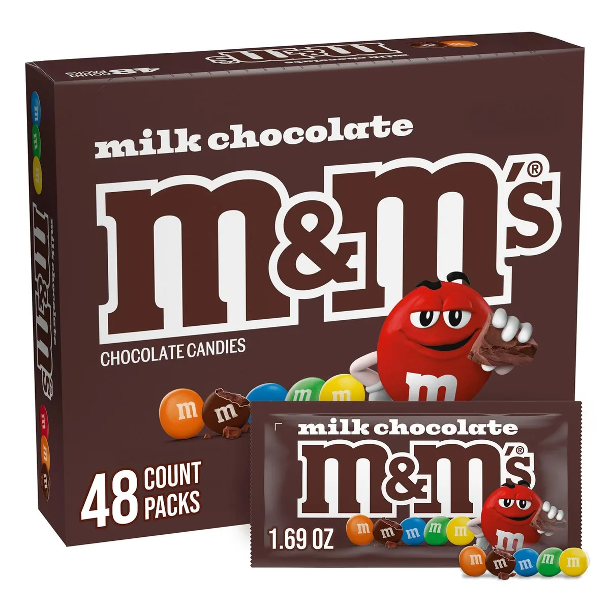 M&M'S Milk Chocolate Candy, Full Size, 1.69 oz., 48 pk.