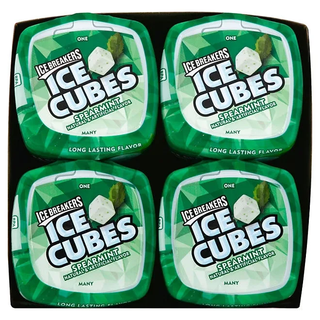 ICE BREAKERS Ice Cubes Spearmint Sugar Free Gum, 40 pcs., 4 pk. 4