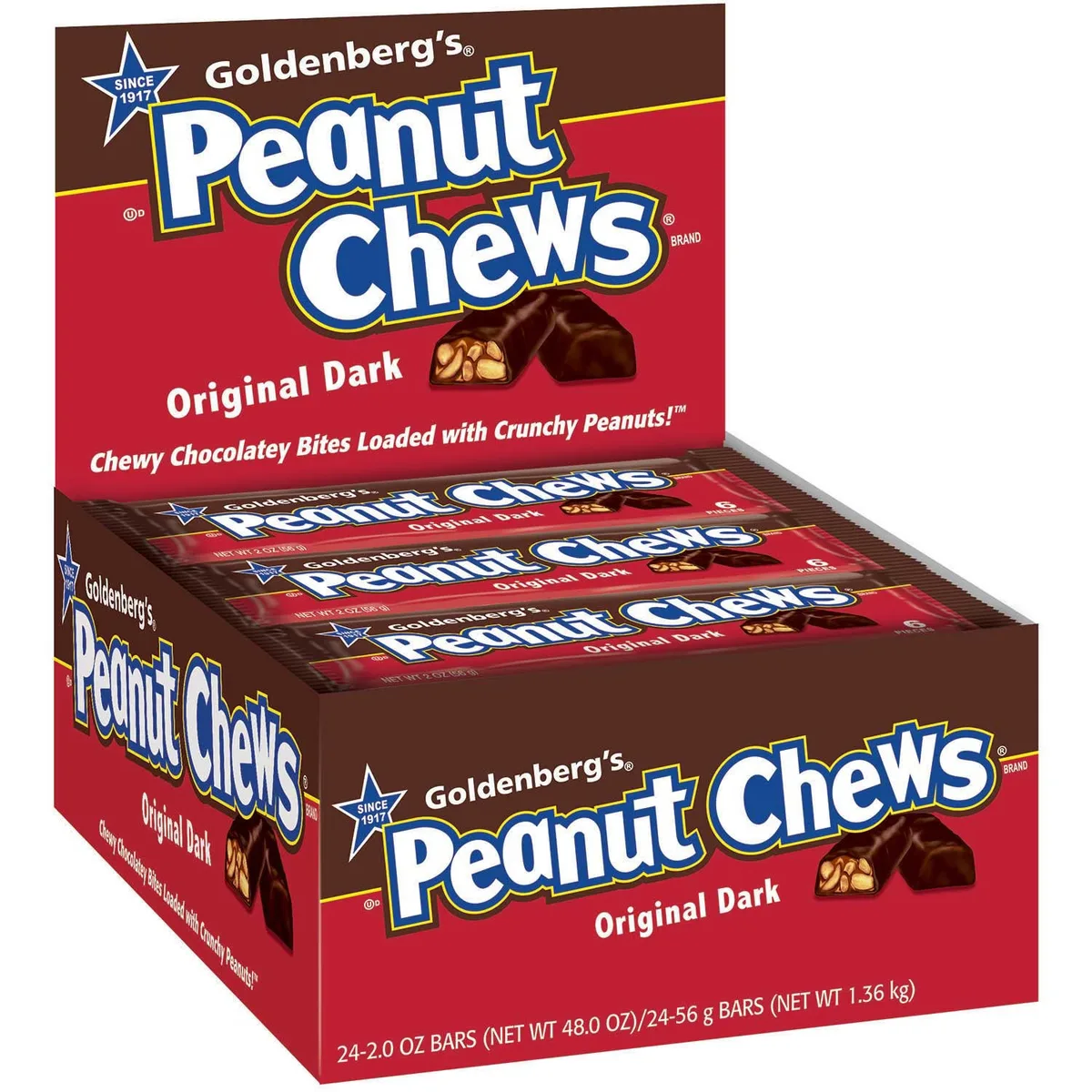 Goldenberg&rsquos Peanut Chews Original Dark Candy Bars, 2 oz., 24 pk.