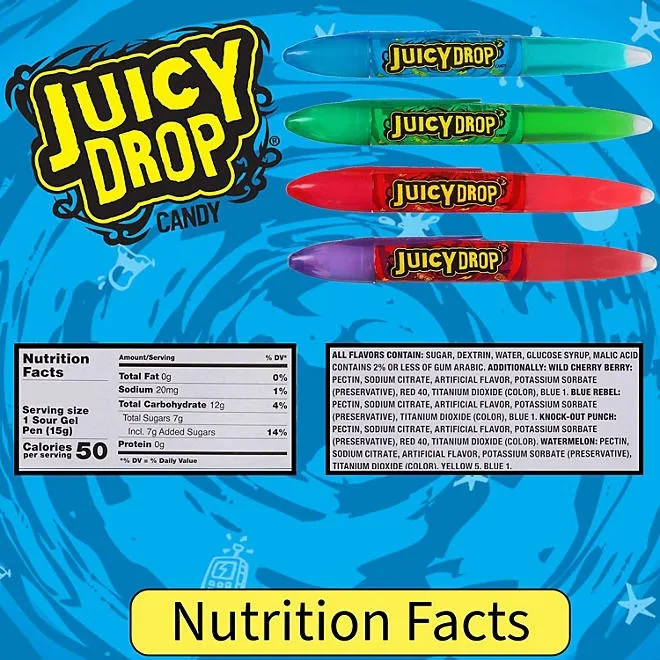Juicy Drop Sour Gel Pens Candy, 24 ct. 3
