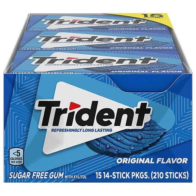 Trident Original Sugar Free Gum, 14 pcs., 15 pk. 2