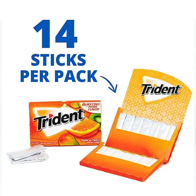 Trident Tropical Twist Sugar Free Gum, 14 pcs., 15 pk. 5