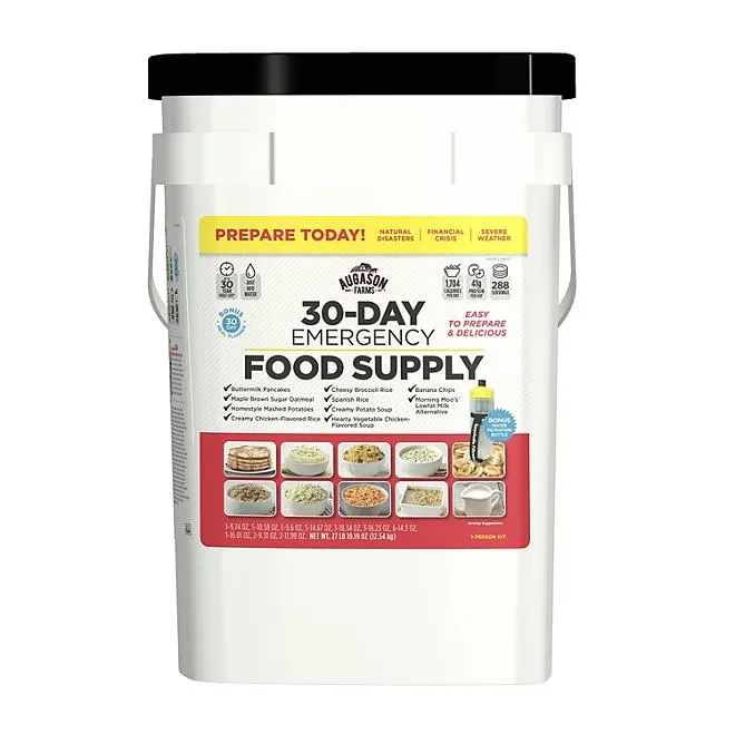 Augason Farms Emergency Food Supply Pail with Water Filtration Bottle 1 person, 30 days 2
