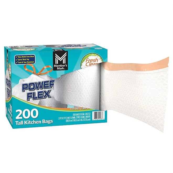 Member's Mark Power Flex 13-Gallon Tall Kitchen Trash Bags, Fresh Scent, 200 ct. 4