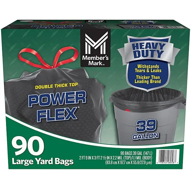 Member's Mark Heavy Duty 39-Gallon Yard Trash Bags, Unscented, 90 ct. 2
