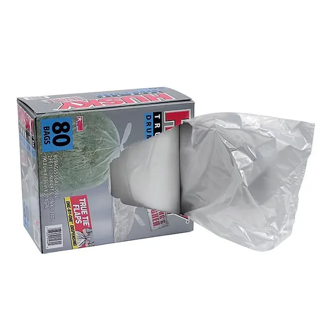 Husky 55-Gallon Clear Flap Tie Drum Liner Trash Bags (80 ct.) 3