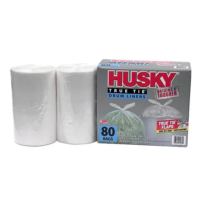 Husky 55-Gallon Clear Flap Tie Drum Liner Trash Bags (80 ct.) 4