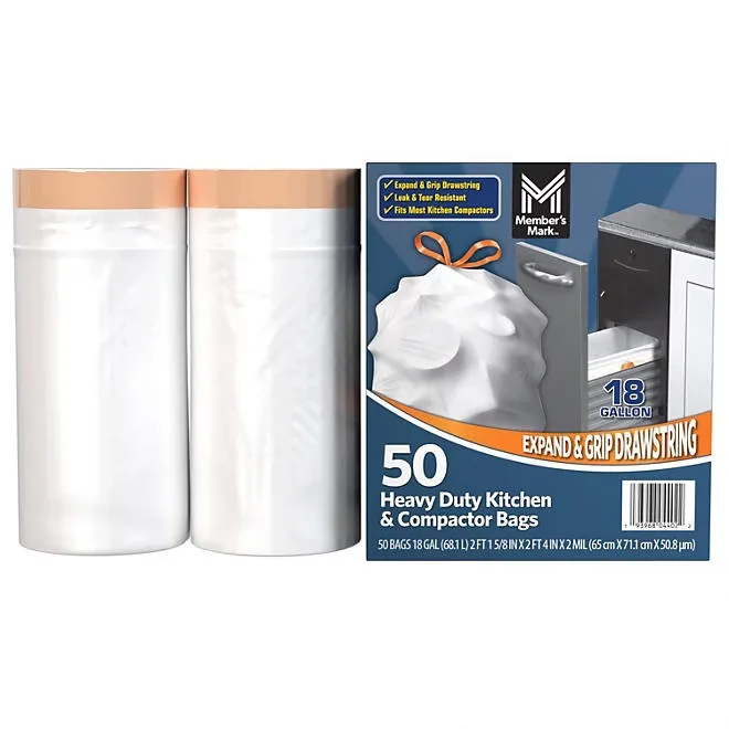 Member's Mark Heavy Duty 18-Gallon Kitchen & Compactor Trash Bags, 50 ct. 3
