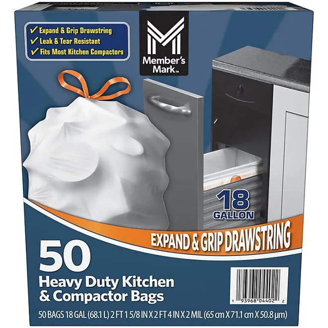Member's Mark Heavy Duty 18-Gallon Kitchen & Compactor Trash Bags, 50 ct. 2