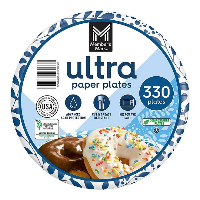 Member's Mark Ultra Dessert/Snack Paper Plates, 6.875", 330 ct. 2