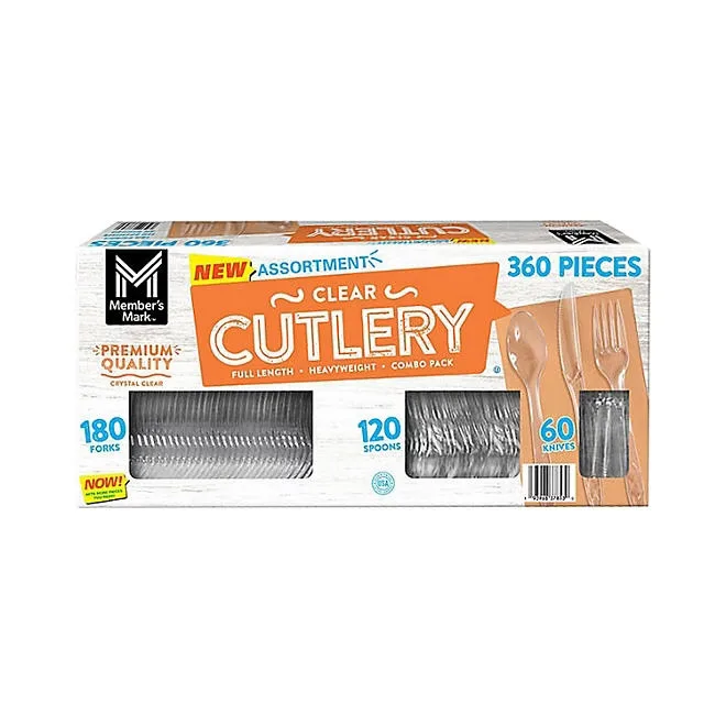 Member's Mark Clear Cutlery Combo Pack, Forks, Knives, Spoons 360 ct. 2