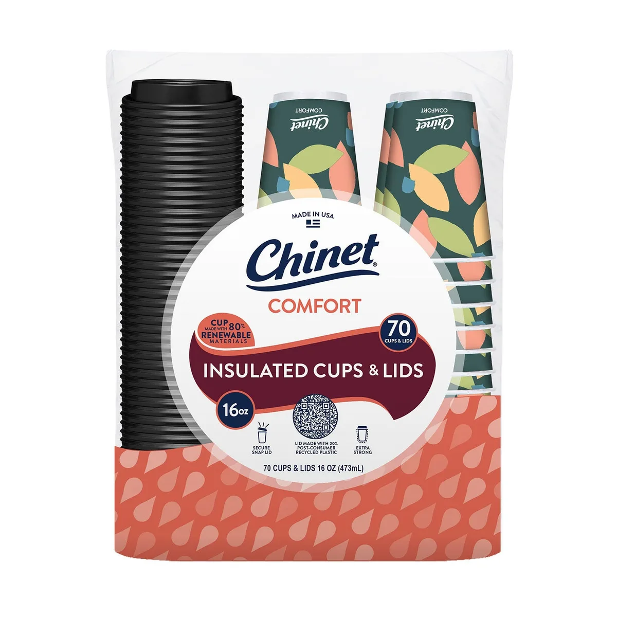 Chinet Comfort Cup and Lids, 16 oz. 70 ct.