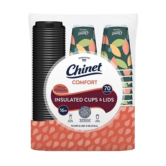 Chinet Comfort Cup and Lids, 16 oz. 70 ct. 2