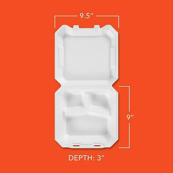 Hefty Supreme Foam Hinged Lid Container, 3-Compartment 125 ct. 4