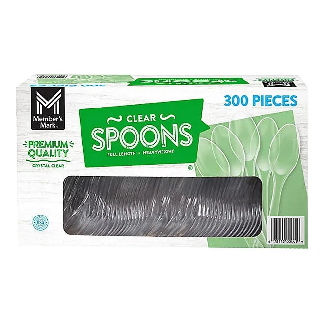 Member's Mark Clear Plastic Spoons, Heavyweight 300 ct.  2