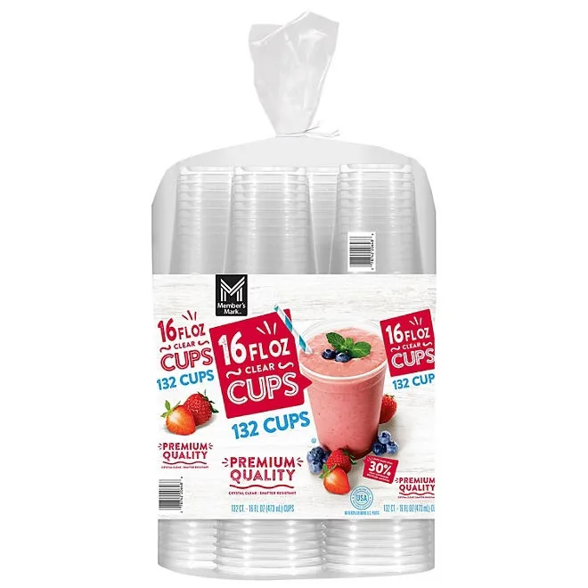 Member's Mark Clear Plastic Cups 16 oz., 132 ct. 2
