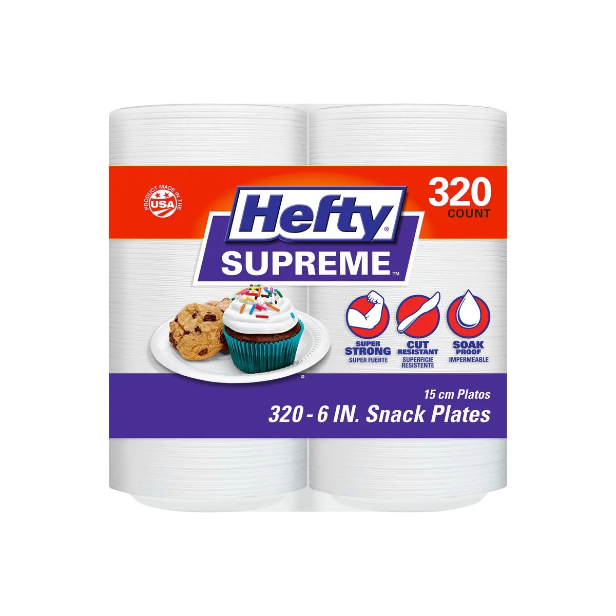 Hefty Supreme Foam Disposable Snack Plates, 6", 320 ct.