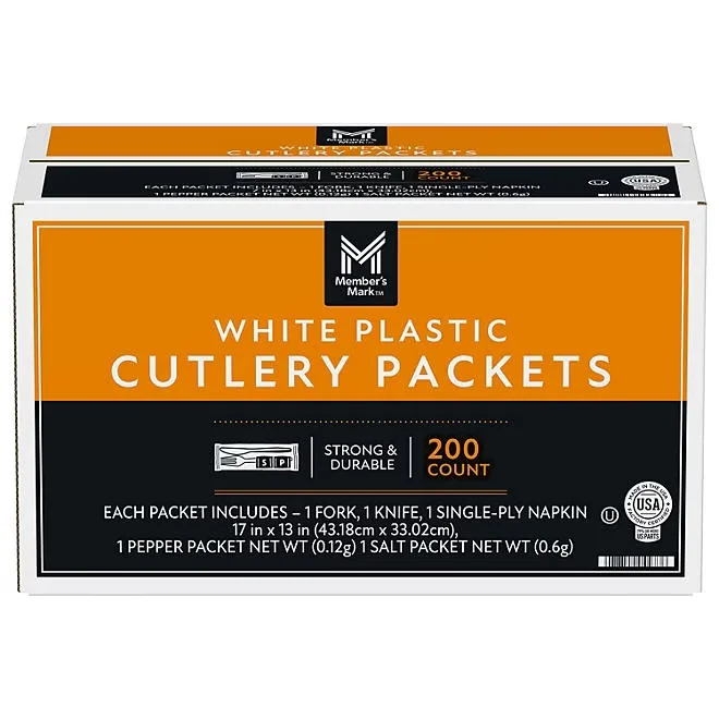 Member's Mark White Plastic Cutlery Packets 200 ct. 2